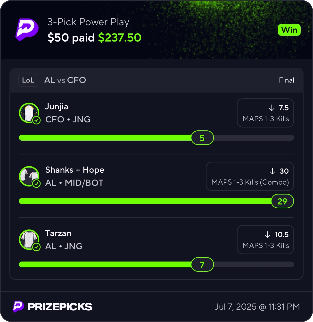 Free pick result