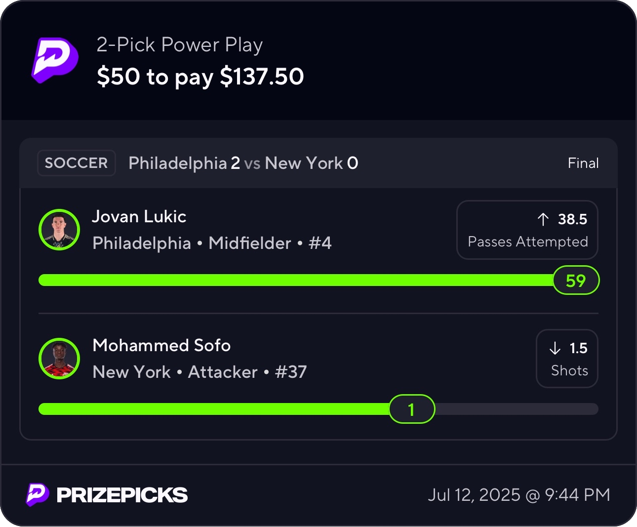 Free pick result