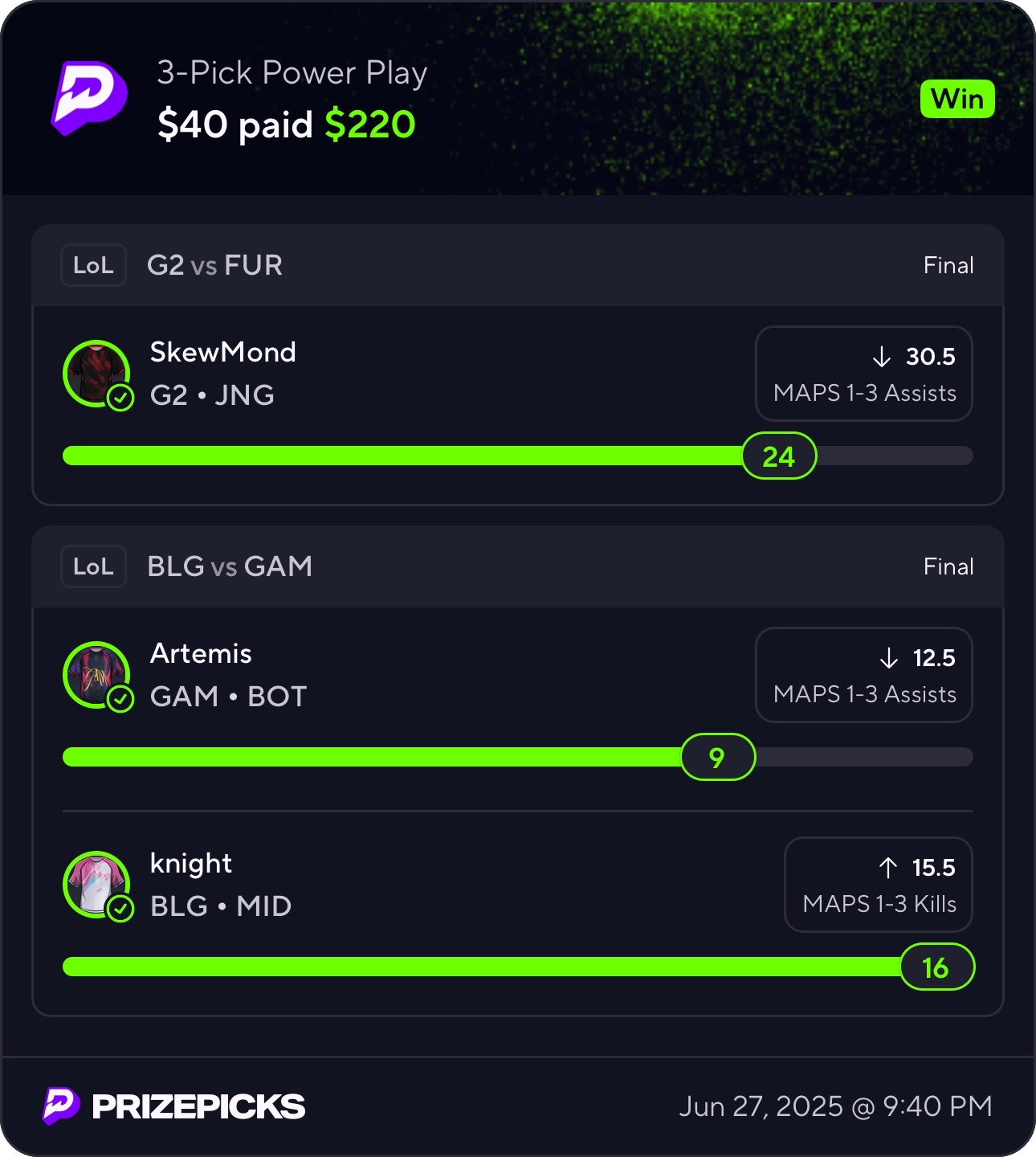 Free pick result