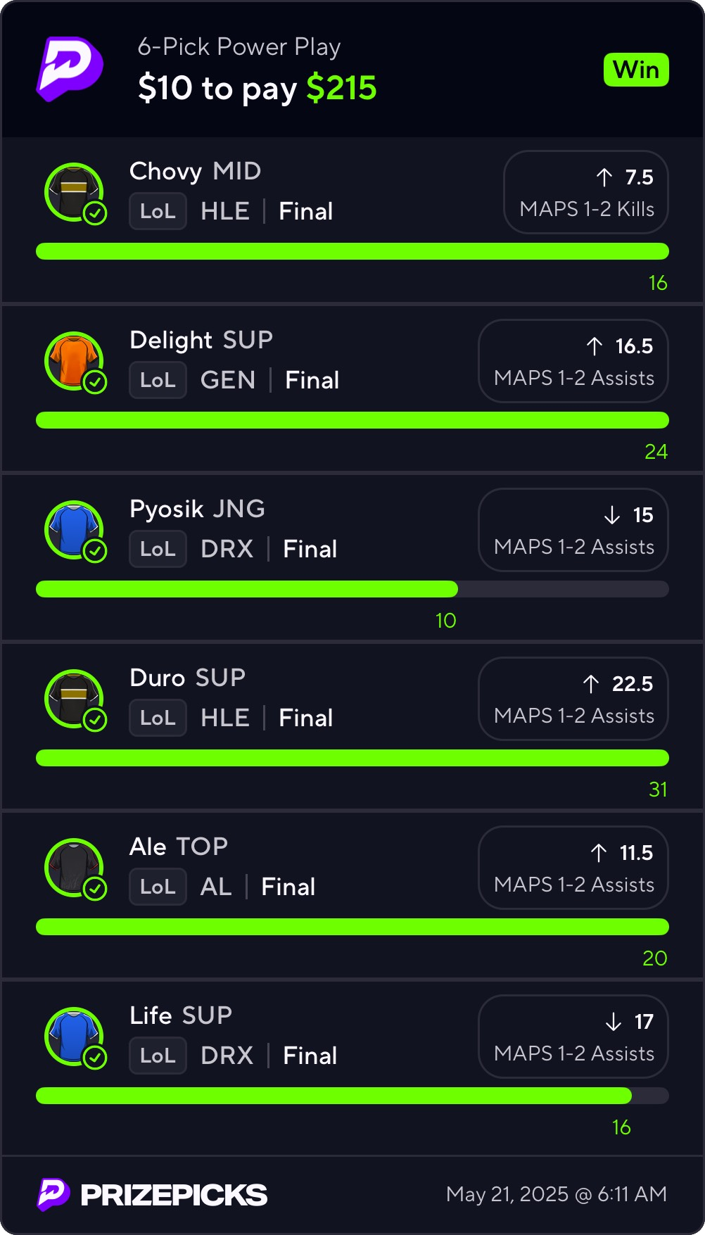 Free pick result